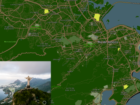 On this picture you can see the map of Rio de janeiro, in colors of the Christ the Redeemer that is located in Rio de janeiro